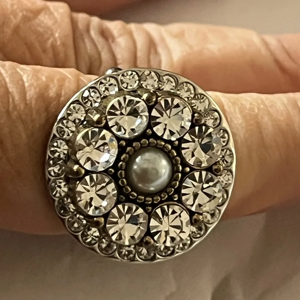 Silver and Gold Crystal Rhinestone Stretch Ring